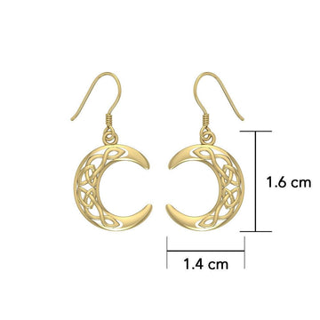 An inspirational guidance of the Crescent Moon ~ Sterling Solid Gold Dangle Earrings Jewelry GTE2007 - Jewelry